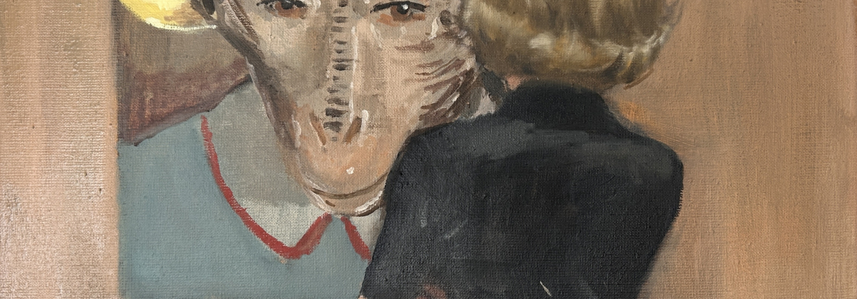 Jörg Kujawa, Marilyn and the Monkey, 2025, Öl auf Leinwand, 30 × 40 cm