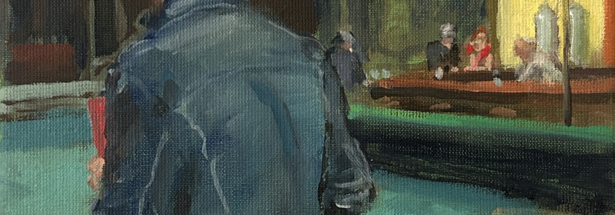 Jörg Kujawa, Nighthawk, 2024, Öl auf Leinwand, 40 × 30 cm