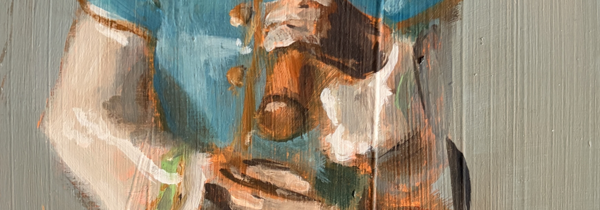 Monkey, 2025, Öl auf Holz, 14,5x23cm