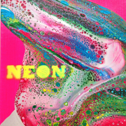 Bo Larsen, NEON Sugar I, 2021, Öl, Acryl u. Spraypaint auf Leinwand, 25 x 20 cm